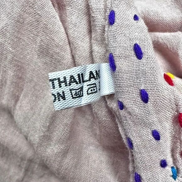 MOMO NEW YORK | Chasing Rainbow Embroidered Kaftan Blush Pink Nude | Size OS - Picture 7 of 8